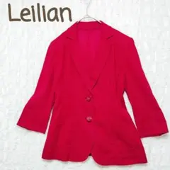 レリアン テーラードジャケット カジュアル 七分袖 綿100% 肩パット 個性的