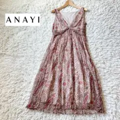 ANAYI アナイ　シルク ノースリーブシフォンワンピース　花柄ペイズリーのサムネイル