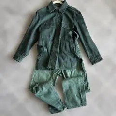 グリーンデニムジャケットM・パンツMセット　セットアップ　UNIQLO U