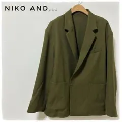 【美品】niko and... テーラードジャケットカーキ Mゆったりシルエット