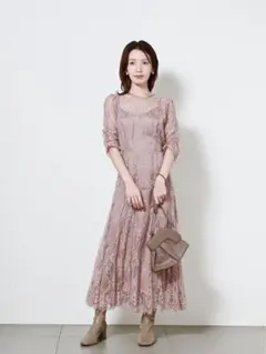 SNIDEL ピンク レース マキシドレス