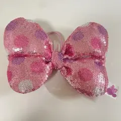 ディズニー スパンコールビックリボン ヘアゴム　ピンク　スクバ