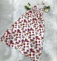 NK様　ホルターネック　花柄ロングワンピース