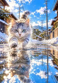 猫 デジタルアート 写真L版 1枚 サンプル162