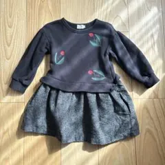 ラポシェビスキュイ　100㎝　チューリップ　スウェット　ワンピース　ポケット付き