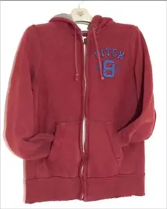 Abercrombie&Fitch ダメージパーカー ワインレッド　M