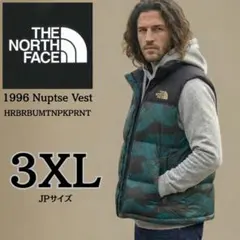 新品 3XL ノースフェイス ダウンベスト ヌプシ PRINTED 1996