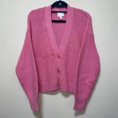 エイチアンドエム　ニット　カーディガン　ピンク　カジュアル　シンプル　M