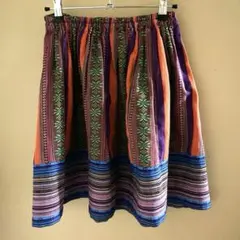 エスニック カジュアル多色ストライプスカート