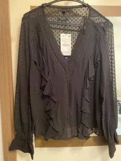 ZARA フリルドットブラウス