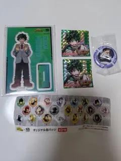 くら寿司 緑谷出久アクリルスタンド 飯田天哉缶バッジ ホログラムシール2枚セット