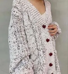 gelato pique スフレ アランニット ロングカーディガン　ハートボタン