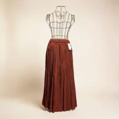 【新品タグ付】Morris & Sons　プリーツロングスカート レンガ色のサムネイル