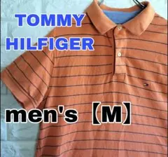 D21【TOMMY HILFIGER】半袖ポロシャツ【メンズM】オレンジ