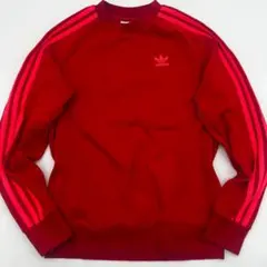 adidas 赤 ピンクストライプ トレーナー