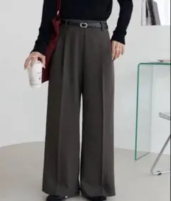 ディスコート 欲張り2タックワイドパンツ グレー