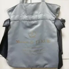 Maison de FLEUR ダブルリボンギャザートートバッグ グレー