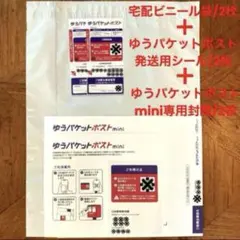 A4宅配ビニール袋　ゆうパケットポストmini専用封筒　発送シール　各2枚のサムネイル