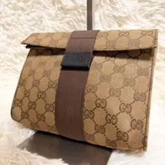GUCCI GGキャンバス　ロゴ　ポーチ　セカンドバッグ　クラッチバッグ
