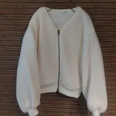 BACK NUMBER⭐ボアジャケット⭐白⭐F⭐ドルマン袖⭐フロントジッパー