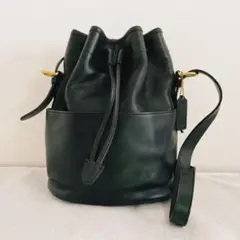 美品 old coach 巾着ショルダーバッグ 黒 vintage 4151