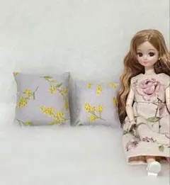 ミニチュアクッション大1・小1個★ミモザ うすむらさき★ No.75のサムネイル