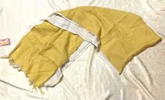 綿麻　イエロー オフホワイト　　　2色クロスストール フリンジ付き