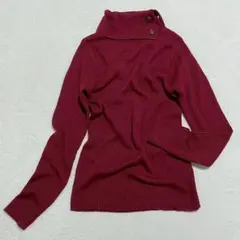 ２WAYリブニット ボタン タートルネック セーター 綺麗め 差し色コーデ M