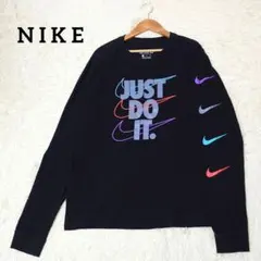 希少 NIKE ナイキ【XL】グラフィックプリント 長袖Tシャツ ロンT 黒