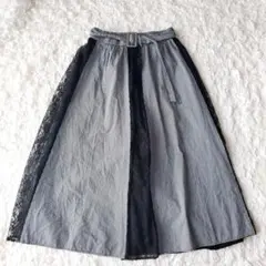 美品axes femme レース異素材スカート ギンガムチェック ［B374］