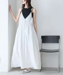 【新品/タグ付き】forksy. Vネックボリュームギャザーキャミワンピース