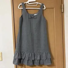 ジャンバースカート　ワンピース　ミニワンピース　ドット柄　水玉　グレー