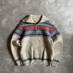 70s USA製 エルエルビーン ハーフジップ セーター ニット アーガイル