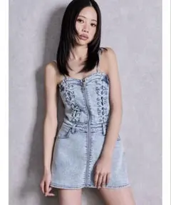 最終値下げ GYDA GG bijouデニムプリーツスカートライクミニワンピース