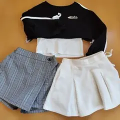 キッズ服セット（130 140）黒白トップス・スカート・ショートパンツ女の子