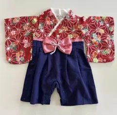 PUFF 2 KIDS 袴ロンパース 70cm 和柄 赤紺