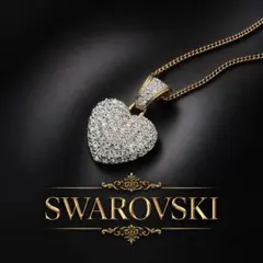 SWAROVSKI パヴェ ハートネックレス クリスタル 美品 ゴールドカラーのサムネイル