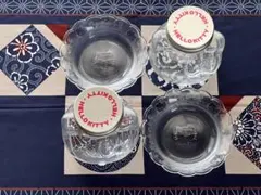 【未使用】ハローキティ　ガラス食器　4点セット（キャニスター2点ガラス皿2点）