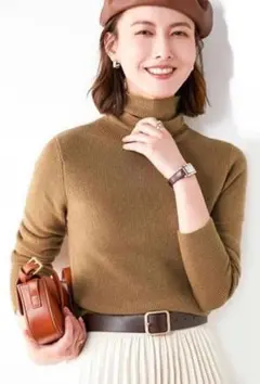 You Color タートルネックリブニットセーター長袖L キャメルお値下げ不可