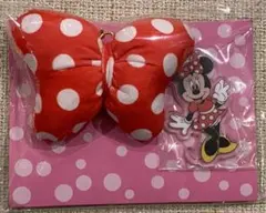 ミニーちゃん アクリルキーホルダー付きマスコット 赤リボン ディズニー
