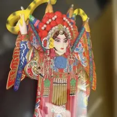 中国 京劇人形 花木蘭 ファ・ムーラン 額装 壁掛け 元箱入 美品