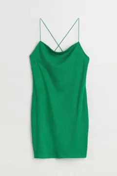 【H&M ワンピース 美品】エイチアンドエム オープンバックタイトミニワンピース
