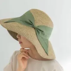 アーバンリサーチ ワイドリボン ペーパーハット 麦わら帽子 つば広 リボンのサムネイル