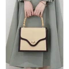 バンブーハンドル雑材ハンドバッグ