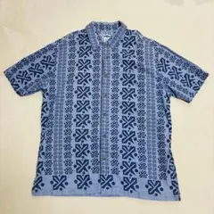 OLD NAVY リネン混 アロハシャツ 総柄 ハワイアンシャツ 半袖 Mのサムネイル
