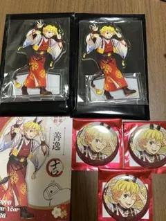 鬼滅の刃　ufotable 我妻　善逸　アクリルスタンド　干支　缶バッジ　午年