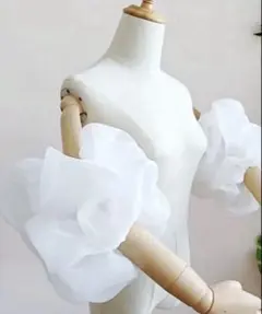 アームドレス パフスリーブ 付け袖 ホワイト 二の腕カバー ウェディング