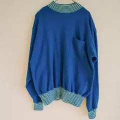 Lizsport リズスポーツ 長袖 セーター 【M】ブルー グリーン レトロ