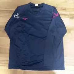 Mizuno ネイビー Vネック 長袖 Tシャツ L