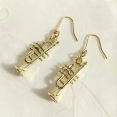 골드 트럼펫 귀걸이 뮤직 브라스 밴드 악기 도금 후크